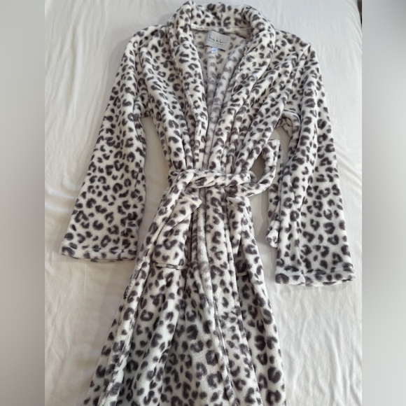 Robe slippers throw leopard faux fur size L matching set - Picture 13 of 14